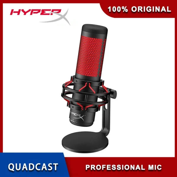 HyperX-micrófono condensador USB QuadCast / SoloCast para videojuegos, soporte antivibración y antigolpes, cuatro patrones polares para PC, PS4, PS5, y Mac