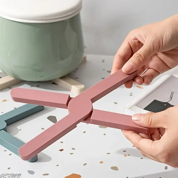 Estera de trípode plegable en forma de X, tapete de mesa de plástico resistente al calor, posavasos antideslizante para platos calientes, accesorios de cocina de alta calidad