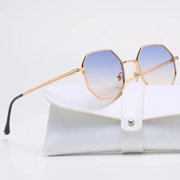 Polygon Metal Sunglasses Vintage Frame For Women Sunglasses Men Luxury Brand Design Sun Glasses Women Mirror Gafas De Sol Uv400 - Imagen 3