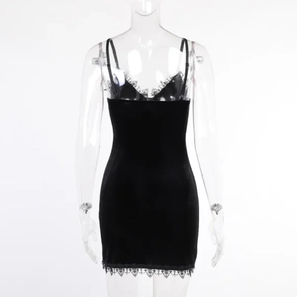 Dark Cross Black Mini Dress Vintage Sexy Spaghetti Strap High Waist Slit Dresses Goth Party Club Women Dress - Imagen 5