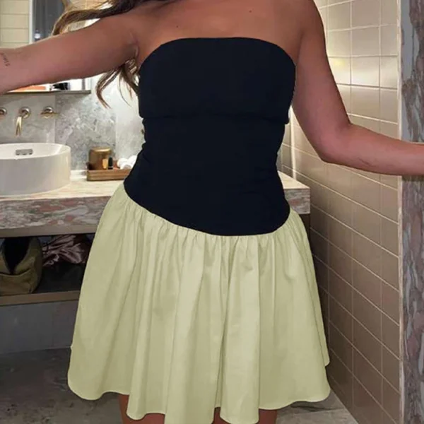 Sexy A-Line Dress Summer Strapless Women Slim Fit Off Shoulder Fashion White Patchwork Casual Party Female Mini Dresses Clothing - Imagen 2