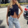 TRAF Cropped Knit Vest Women Cardigan White Sleeveless Vest Woman Fashion Button Knitted Sweater Vest Female Summer Short Tops - Image 2