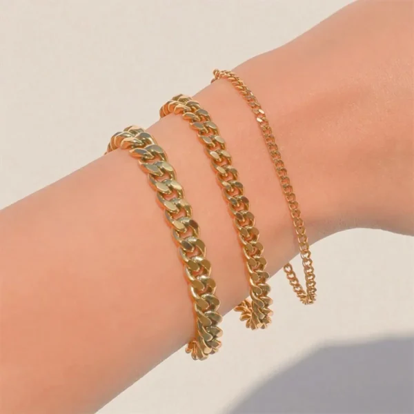 Fashion Stainless Steel Men Curb Cuban Chain Bracelets Women Bracelet on Hand for Couple Unisex Wrist Hand Jewelry - Imagen 4