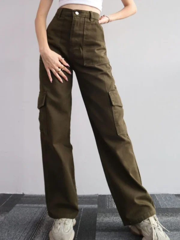 New Y2K Women Vintage Cargo Pants Streetwear Techwear Korean Harajuku Parachute Pants Beige Sweatpants Wide Leg Joggers Trousers - Imagen 6