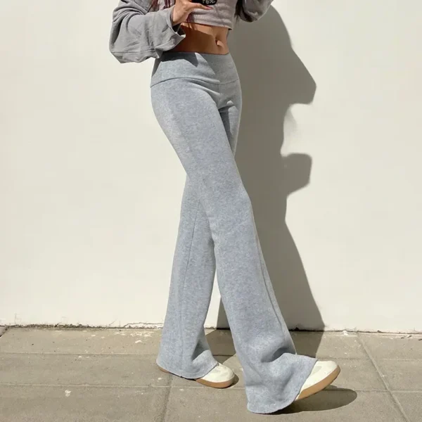 Casual Sexy Basic Solid Flare Pants Y2K Slim Low-Waisted Boot Cut Pants Women 2024 Autumn Spring Fashion Streetwear Lady - Imagen 4