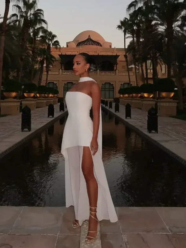 Fashion Strapless Ribbon Mesh Patchwork Maxi Dress Elegant Sleeveless Backless Vacation Long Robes 2025 New Women Beach Dresses - Imagen 3