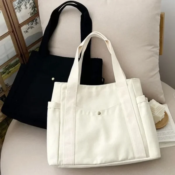 Large Capacity Canvas Tote Bags for Work Commuting Carrying Bag College Style Student Outfit Book Shoulder Bag Bolsos Para Mujer - Image 3