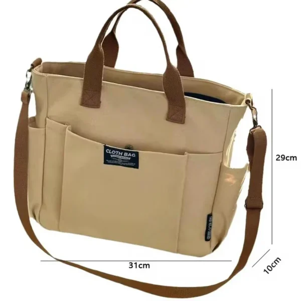 Urban Minimalist Female Student Large Capacity Commuting Horizontal Canvas Single Shoulder Diagonal Cross Portable Tote Bag - Imagen 2