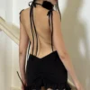 2024 European and American New High end Y2K Sexy Open Back Lace up Slim Fit Spicy Girl Short Skirt - Image 3