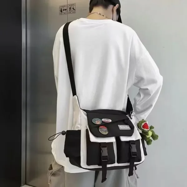 Harajuku Men Nylon Crossbody Bags for Women Messenger Bag Girls School Book Bags Youth Canvas Handbags Shoulder Bag Sac Bolsas - Imagen 3