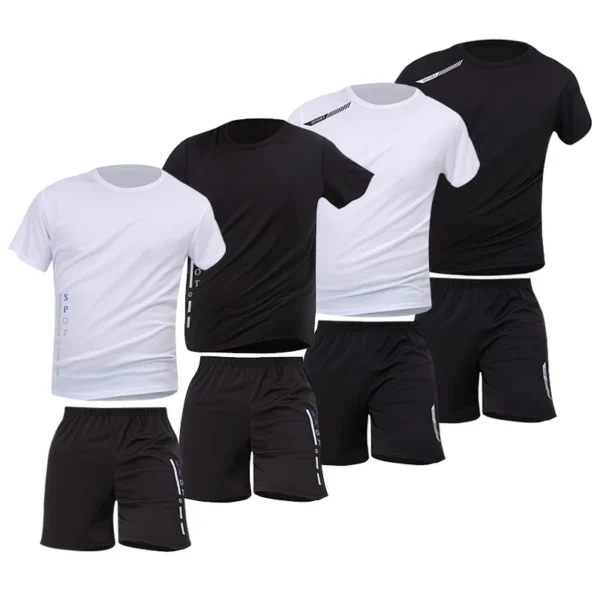 2/6 Pack Plus Size Men's Quick-drying Short-sleeved Shorts Suit Men's Leisure Sports Running Fitness T-shirt Joker Shorts Teen - Imagen 5