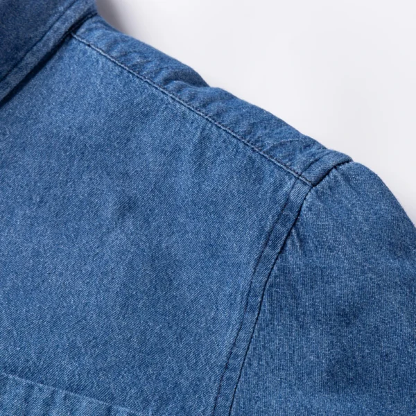 Man 100% Cotton Western Denim Pocket Shirt Long Sleeve Standard-fit Comfort Durability Soft Casual Washed Durability Work Shirts - Imagen 3