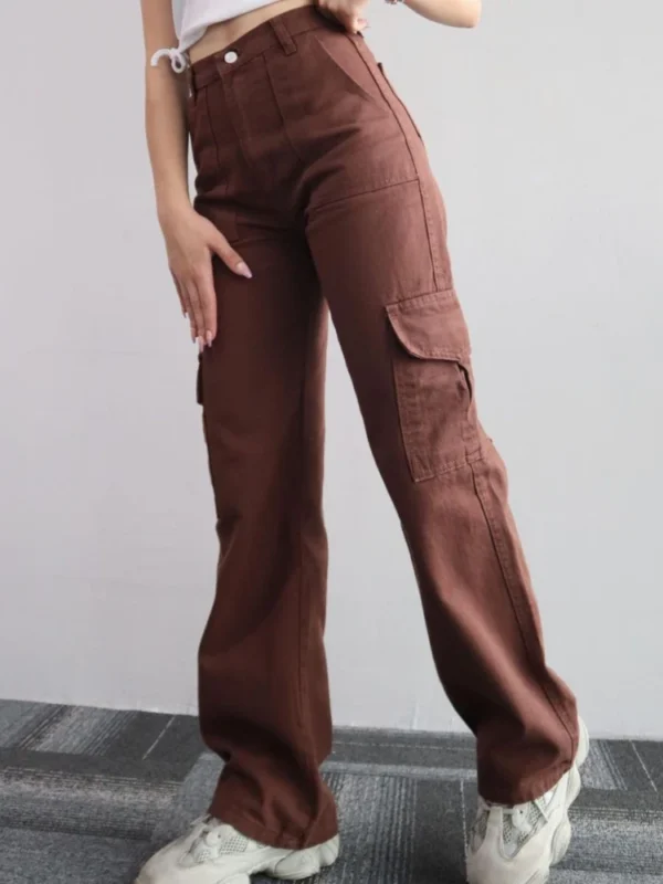 New Y2K Women Vintage Cargo Pants Streetwear Techwear Korean Harajuku Parachute Pants Beige Sweatpants Wide Leg Joggers Trousers - Imagen 4