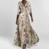 Elegant Short Sleeve Printed Dress For Women High-waisted A-line V Neck Pullover Vestidos Trendy Summer Clothing 2025 Robes - Image 2