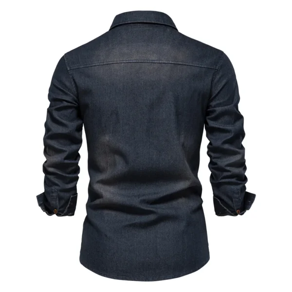 AIOPESON Brand Elastic Cotton Denim Shirt Men Long Sleeve Quality Cowboy Shirts for Men Casual Slim Fit Mens Designer Clothing - Imagen 2