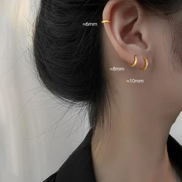 2PCS Tiny Stainless Steel Huggie Small Hoop Earrings For Women Round Circle Punk Unisex Rock Earring Cartilage Piercing Jewelry - Imagen 4