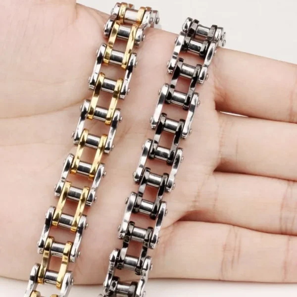Stainless Steel Biker Chain Bracelet Mens Bracelet Link Chain Motorcycle Bicycle Style Bracelets Fashion Punk Bangles Jewelry - Imagen 4