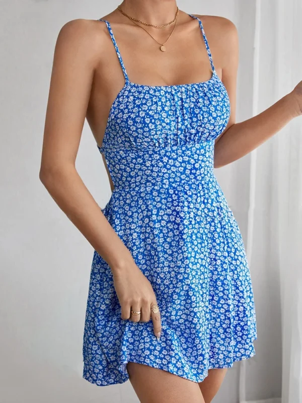 Womens Dresses Sexy Floral Backless Bandage Holiday Beach Dress Summer Fashion Red Short New In Dresses 2025 - Imagen 5