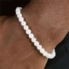 Simple Retro Imitation Pearls Bracelet For Women Stretch Acrylic Bead Men Bracelet Fashion Party Jewelry Pearl Wristband Gift - Imagen 3