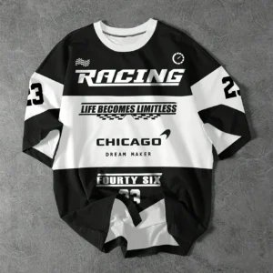 Men's Racing Theme Plaid Flag Pattern Letter Print T-shirt,Round Neck Short-sleeved T-shirt,Summer Outdoor Fashion