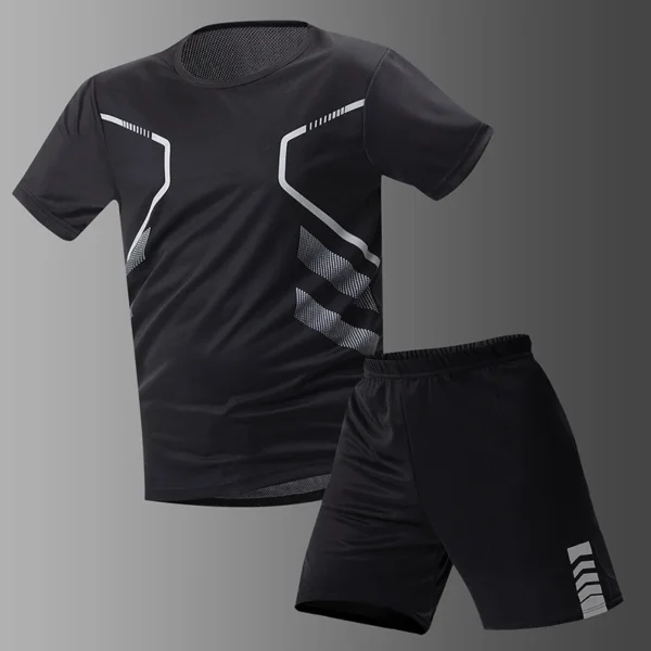 2/6 Pack Plus Size Men's Quick-drying Short-sleeved Shorts Suit Men's Leisure Sports Running Fitness T-shirt Joker Shorts Teen - Imagen 3