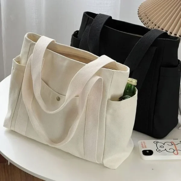 Large Capacity Canvas Tote Bags for Work Commuting Carrying Bag College Style Student Outfit Book Shoulder Bag Bolsos Para Mujer - Image 2