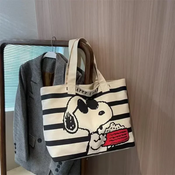 Disney Snoopy Cute Cartoon Large Capacity Canvas Bag for Female Students To Hold Books Tote Mommy Bag - Imagen 6