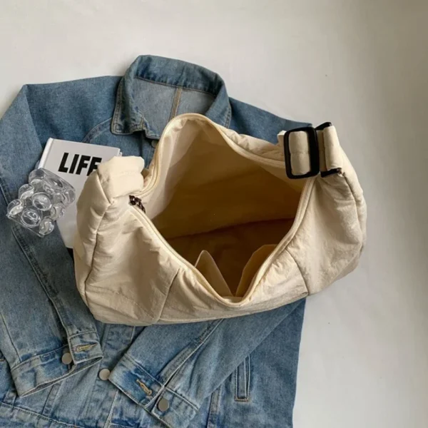 Trendy Women's Soft Cloth Shoulder Bag Solid Color Student 2025 Spring Y2k Casual Style Big Handbags Crossbody Bags for Women - Imagen 5