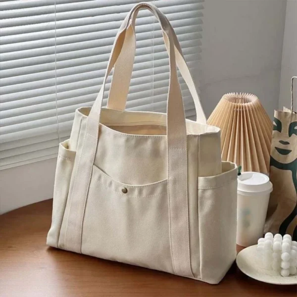 Large Capacity Canvas Tote Bags for Work Commuting Carrying Bag College Style Student Outfit Book Shoulder Bag Bolsos Para Mujer - Image 5