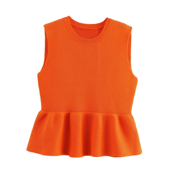 TRAFSHE Cropped Women Sweaters Ruffle Vest Knit Clothing Sleeveless Pullover Tops Outerwears Knitwear Women's Vest