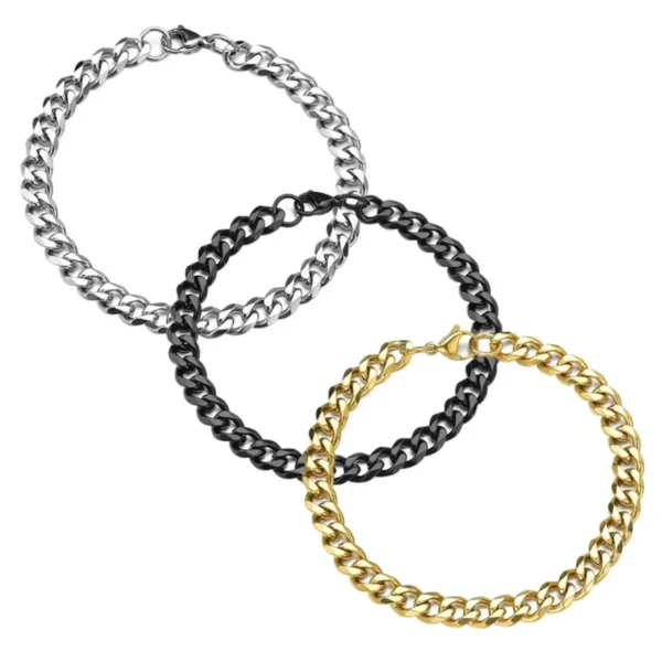 Fashion Stainless Steel Men Curb Cuban Chain Bracelets Women Bracelet on Hand for Couple Unisex Wrist Hand Jewelry - Imagen 6