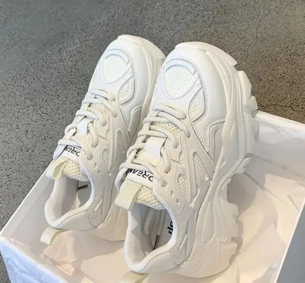 Women New Fashion Platform Sport Shoes Women 2024 New Summer Black Casual Chunky Sneakers Women Mesh Leather Platform Shoes - Imagen 6
