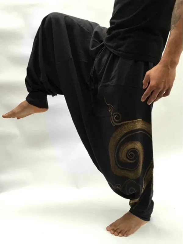 Men's Hippie Yoga Harem Pants Casual Elastic Waist Baggy Men Baggy Hippie Boho Gypsy Aladdin Hippie Boho Aladdin Alibaba Harem - Imagen 2