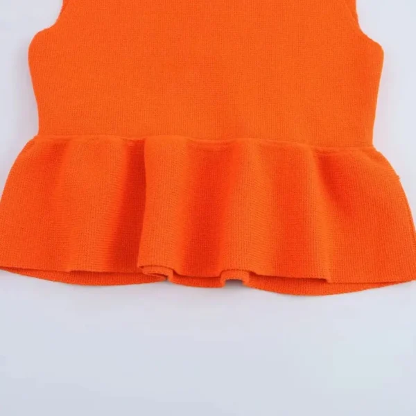 TRAFSHE Cropped Women Sweaters Ruffle Vest Knit Clothing Sleeveless Pullover Tops Outerwears Knitwear Women's Vest - Imagen 4