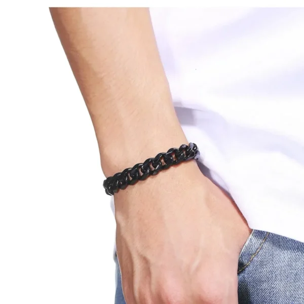 Fashion Stainless Steel Men Curb Cuban Chain Bracelets Women Bracelet on Hand for Couple Unisex Wrist Hand Jewelry - Imagen 2