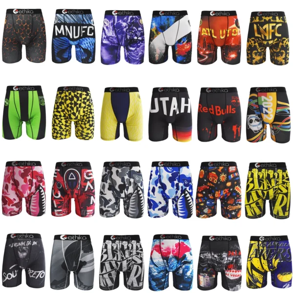 ETHIKA 1Pcs Sexy Underwear Boxers Fashion Print Underpants Male Boxers Men's Panties Plus Size Man Boxer Briefs Men Boxershorts
