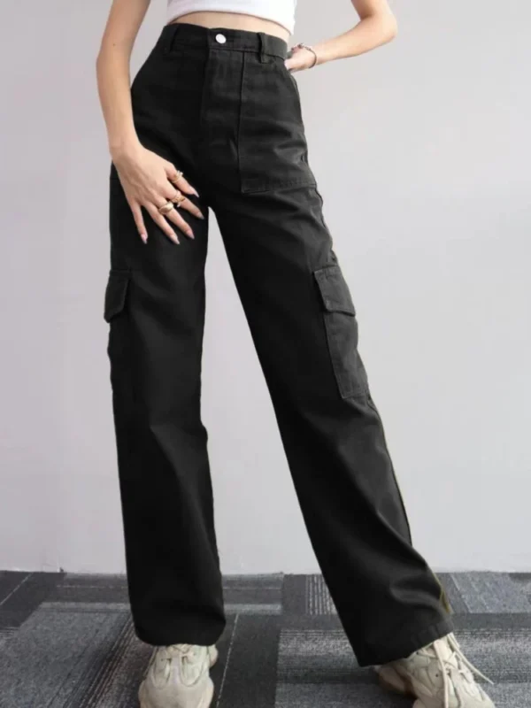 New Y2K Women Vintage Cargo Pants Streetwear Techwear Korean Harajuku Parachute Pants Beige Sweatpants Wide Leg Joggers Trousers - Imagen 3