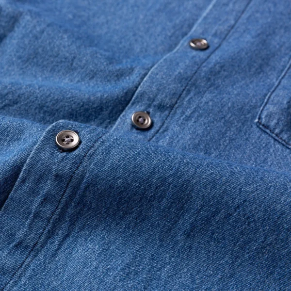 Man 100% Cotton Western Denim Pocket Shirt Long Sleeve Standard-fit Comfort Durability Soft Casual Washed Durability Work Shirts - Imagen 5