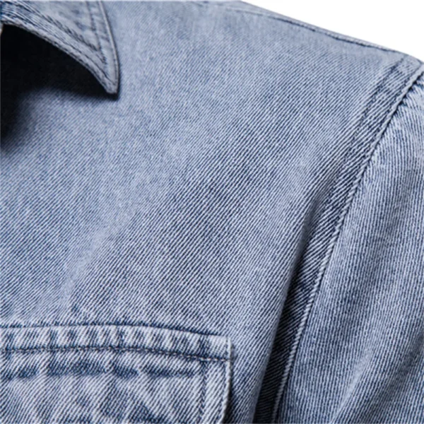 AIOPESON 100% Cotton Denim Shirts Men Casual Solid Color Thick Long Sleeve Shirt for Men Spring High Quality Jeans Male Shirt - Imagen 5