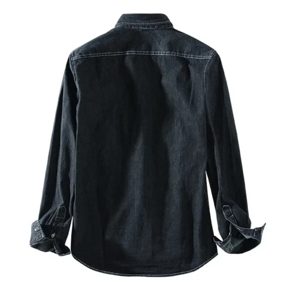New Four Seasons Men's Long Sleeve Denim Shirt Cotton Jacket No Ironing Casual Social Comfortable and Breathable 3 Colors - Imagen 6