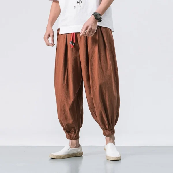 New Oversized Men Harem Pants Loose Chinese Style Cotton and Linen Sweatpants Joggers High Quality Casual Trousers Men - Imagen 3