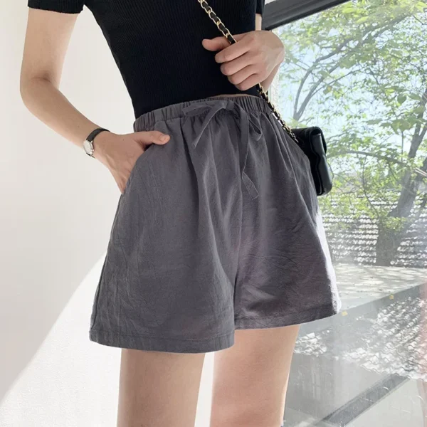 Casual Linen Shorts Women Gym Workout Shorts Cotton Short Pants High Waisted Black Ladies Short Femme Women Shorts Sport Femme - Imagen 4