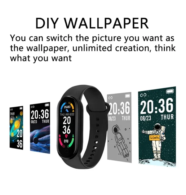 M6 Smart Watch Men Women Fitness Smart Bracelet Sports Band Heart Rate Blood Pressure Monitor Waterproof Multi-function Watches - Imagen 4