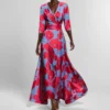 Elegant Short Sleeve Printed Dress For Women High-waisted A-line V Neck Pullover Vestidos Trendy Summer Clothing 2025 Robes - Image 5