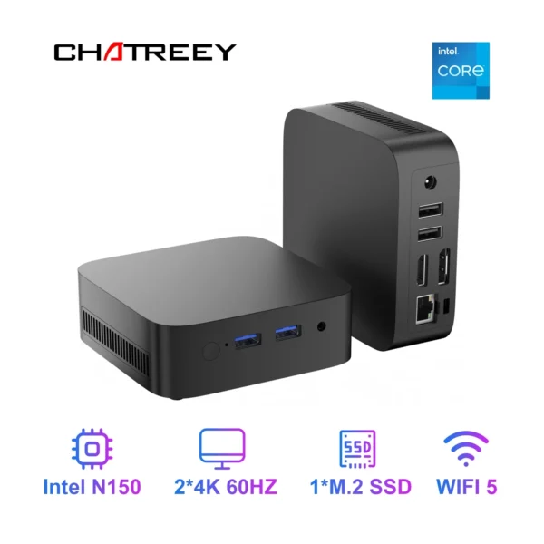 T10 Mini PC Intel Twin Lake N150 Windows 11 Ultra Small Pocket Computer 4K 60Hz 4K 60Hz Output Wifi5 BT4.2