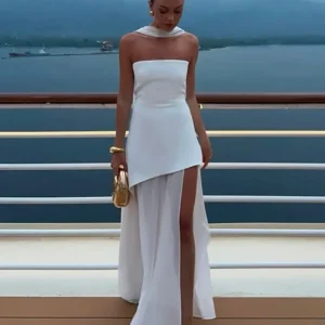 Fashion Strapless Ribbon Mesh Patchwork Maxi Dress Elegant Sleeveless Backless Vacation Long Robes 2025 New Women Beach Dresses