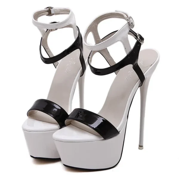 Waterproof High Heel Color Block Women's Sandals Ultra-thin Heels Pvc Upper Material For Nightclub Sexy Style - Imagen 5