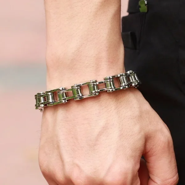 Stainless Steel Biker Chain Bracelet Mens Bracelet Link Chain Motorcycle Bicycle Style Bracelets Fashion Punk Bangles Jewelry - Imagen 5