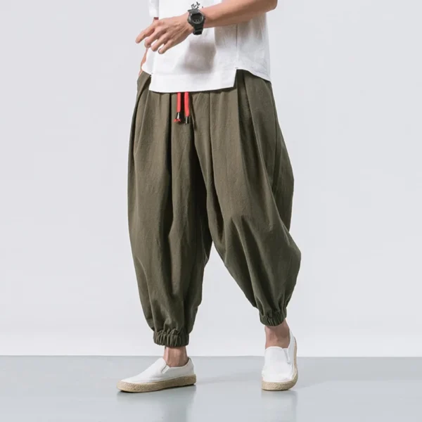 New Oversized Men Harem Pants Loose Chinese Style Cotton and Linen Sweatpants Joggers High Quality Casual Trousers Men - Imagen 2