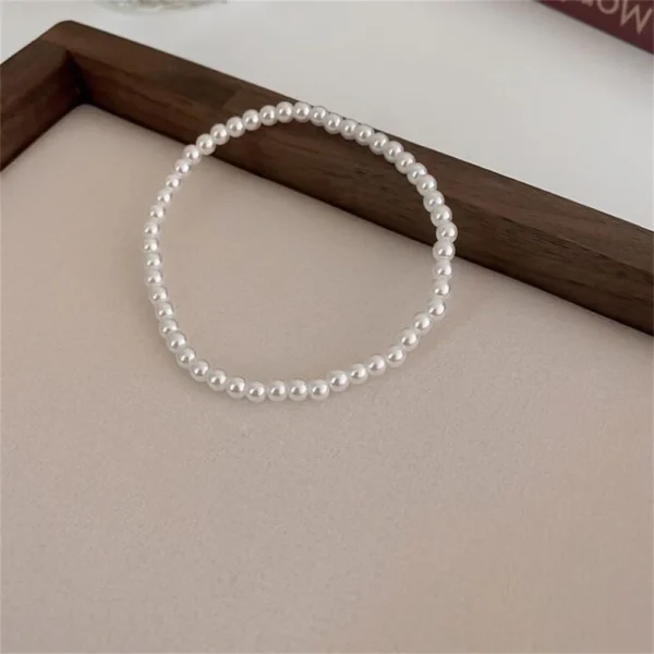 Simple Retro Imitation Pearls Bracelet For Women Stretch Acrylic Bead Men Bracelet Fashion Party Jewelry Pearl Wristband Gift - Imagen 5